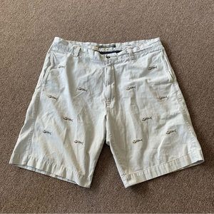 Berle Washed‎ Stoned & Beaten Shorts Khaki Men’s Sz 38 Cotton Fishbone Design